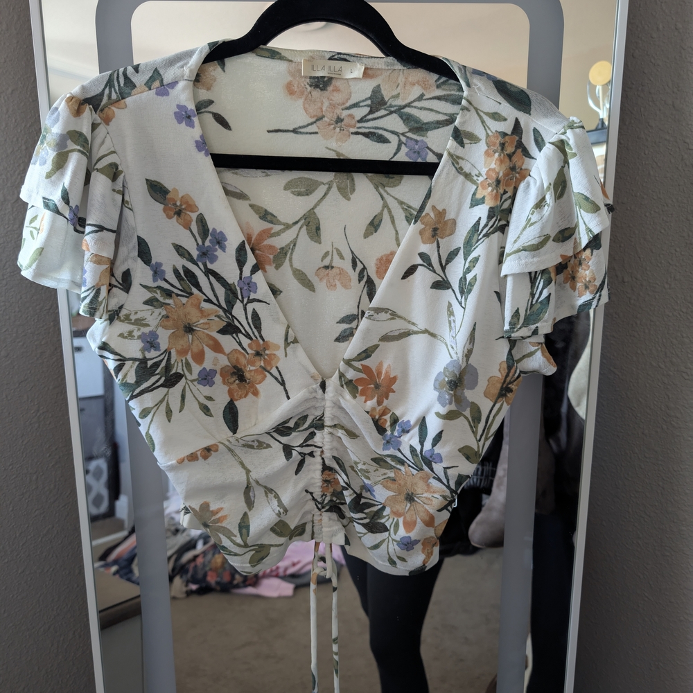 Floral Ruffle Sleeve Top